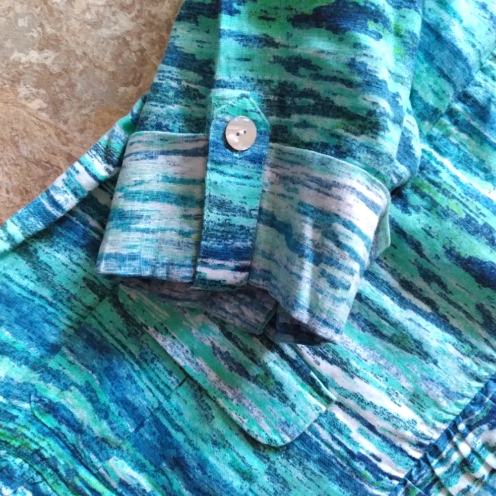 Chico's Open Front Linen Multicolor blazer, size Chico's 4 (standard size XL/20) - Picture 4 of 8